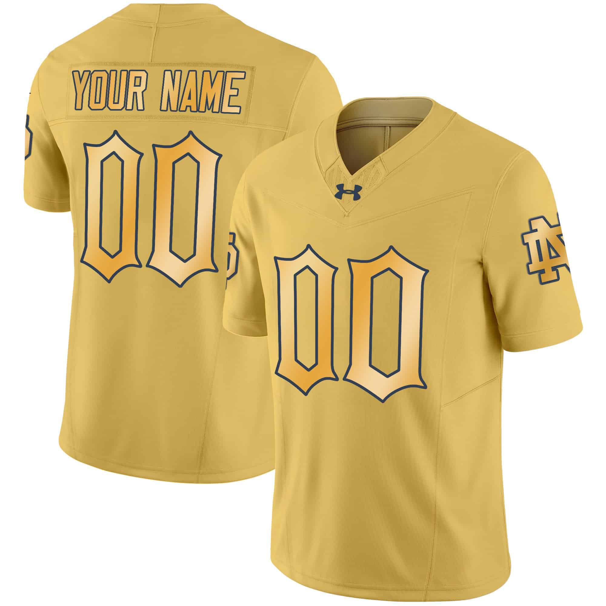 Men Notre Dame Fighting Irish Yellow 2024 Vapor Limited Custrom NCAA Jersey